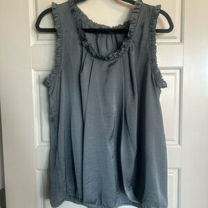 LOFT Charcoal Ruffle Trim Tank Top